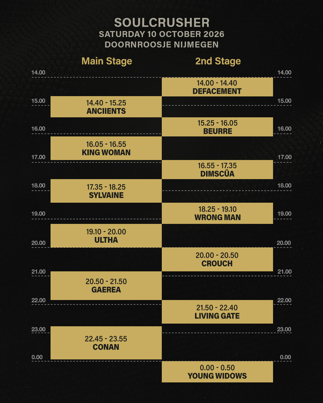 Soulcrusher Schedule Saturday